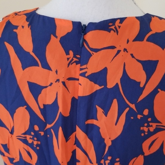 NWT! J. CREW Blue with Orange Printed Size 12 Dress - Picture 4 of 8